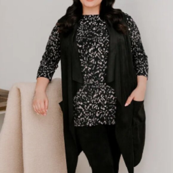 SYMPLI - Faux Suede Key Vest - Black - Size 14 - NWT - Picture 3 of 3